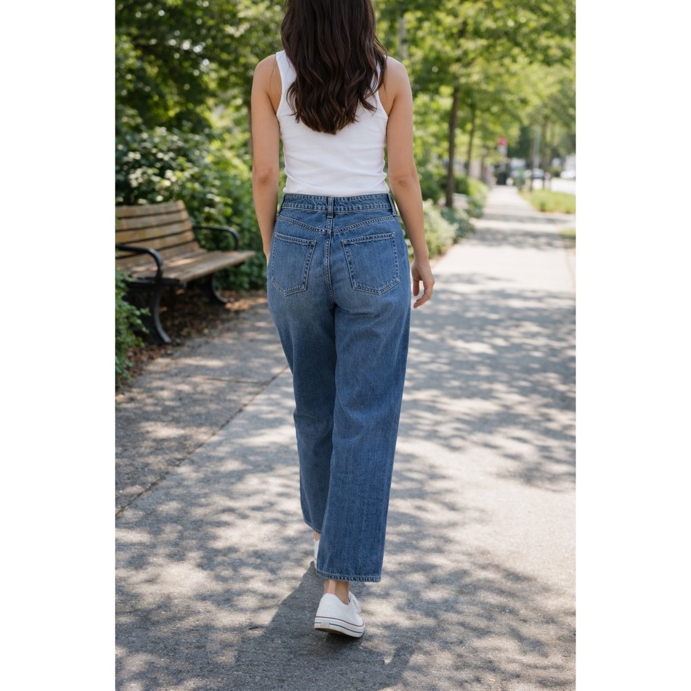 NWT Aeropostale‎ Women's Size 8 High Rise Full Wide Leg Jeans Dark Wash 5-pocket - Picture 2 of 16